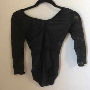 Lace detailed dance leotard